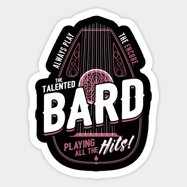 BARD Fantasy RPG GM Dungeon Game Master DM boardgame tee Sticker by Natural 20 Shirts